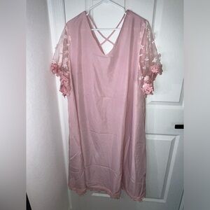 SHEIN Curve women plus long dress light pink 5XL short sleeves